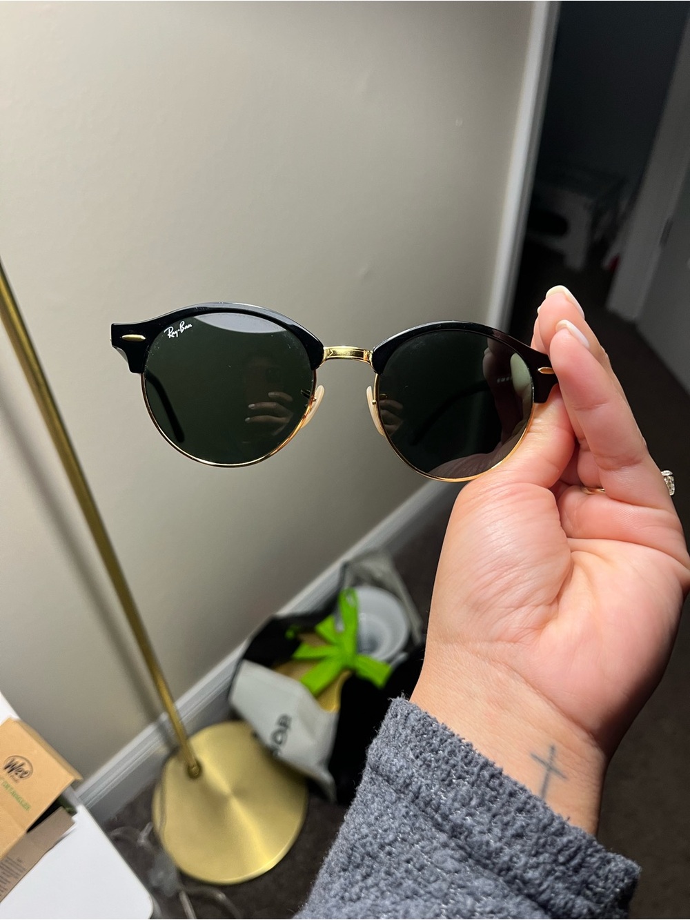 Ray-Ban Black and Gold Round Sunglasses - Picture 7 of 10
